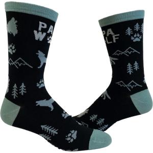 Crazy Dog T-Shirts Men’s Dad Socks Funny Fathers Day Graphic Novelty Footwear(Papa Wolf)