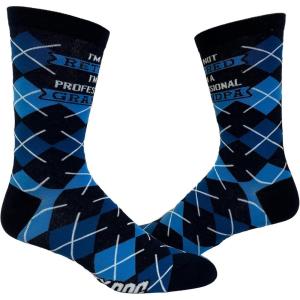 Crazy Dog T-Shirts Men’s Dad Socks Funny Fathers Day Graphic Novelty Footwear(Professional Grandpa)