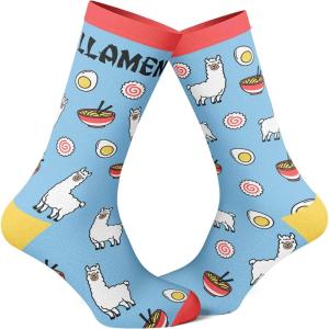 Crazy Dog T-Shirts Men’s Llamen Socks Funny Llama Ramen Noodles Takeout Novelty Graphic Footwear