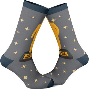 Crazy Dog T-Shirts Men’s Trophy Husband Socks Funny Best Hubby Award Sparkling Gold Footwear
