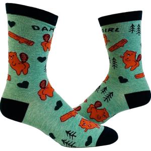 Crazy Dog T-Shirts Women’s Dam Girl Socks Funny Damn It Beaver Dam Novelty Saying Quote Footwear