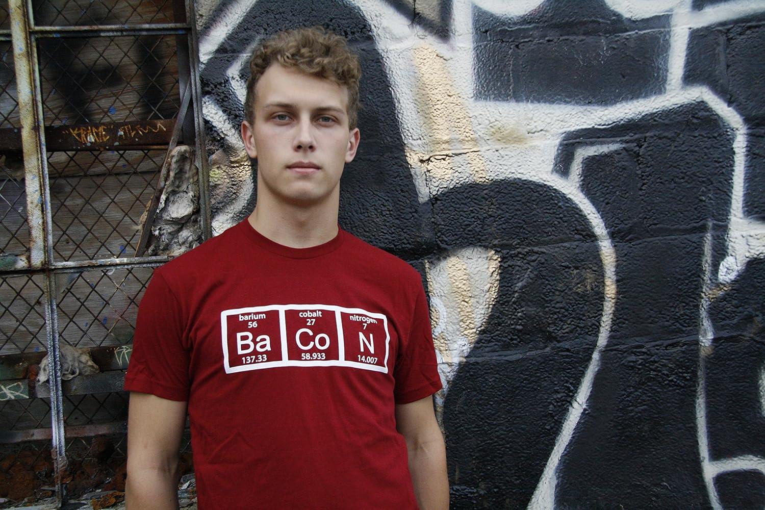 imageMens The Chemistry of Bacon T Shirt Funny Nerdy Graphic Periodic Table ScienceBlack