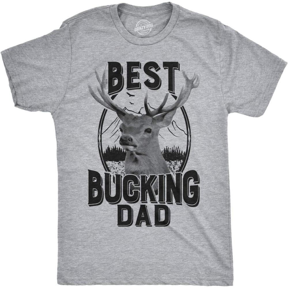 imageMens Best Bucking Dad Funny Fathers Day Hunting Deer Buck T Shirt Graphic TeeLight Heather Grey