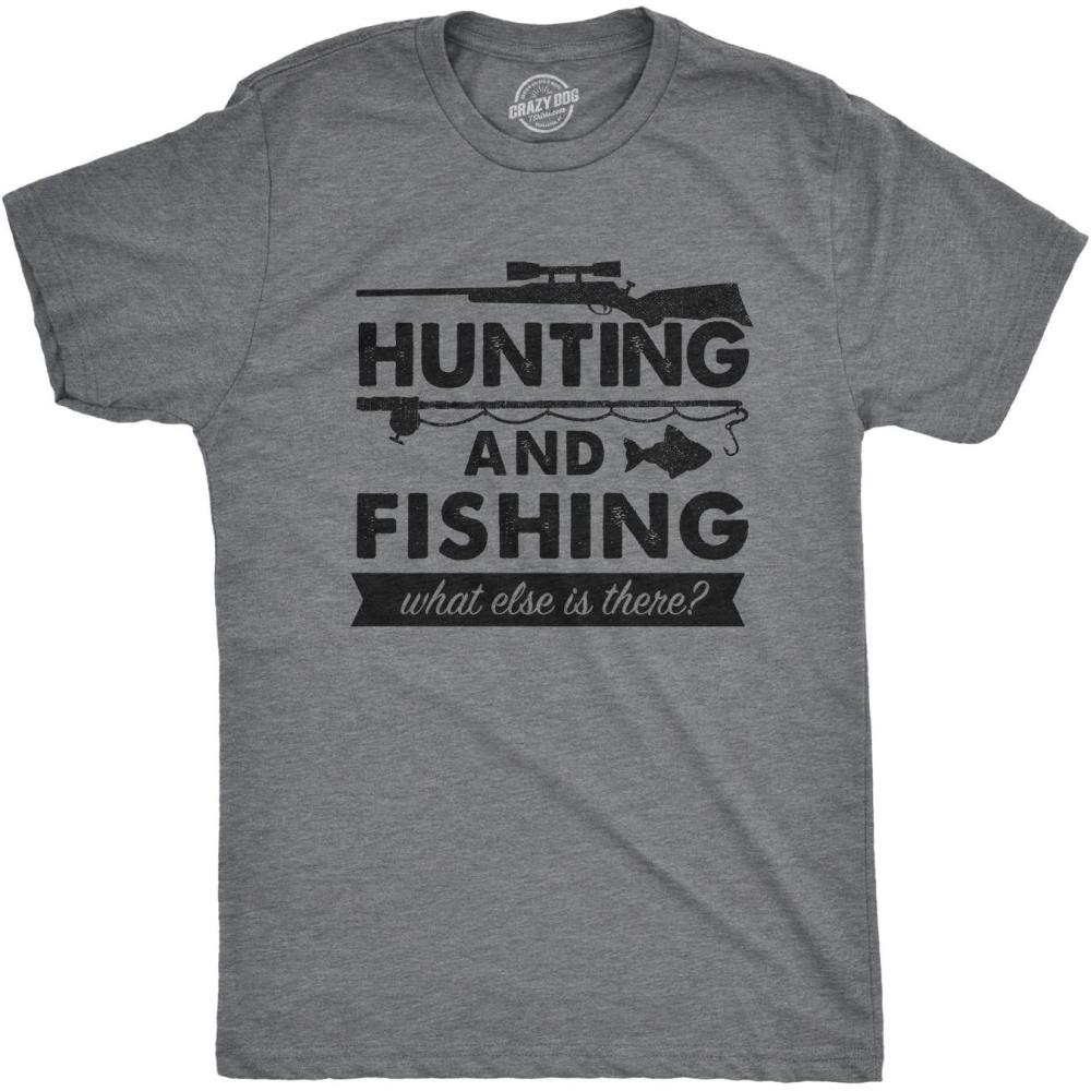 imageMens Hunting and Fishing What Else is There T Shirt Funny Gift for Hunter FishDark Heather Grey