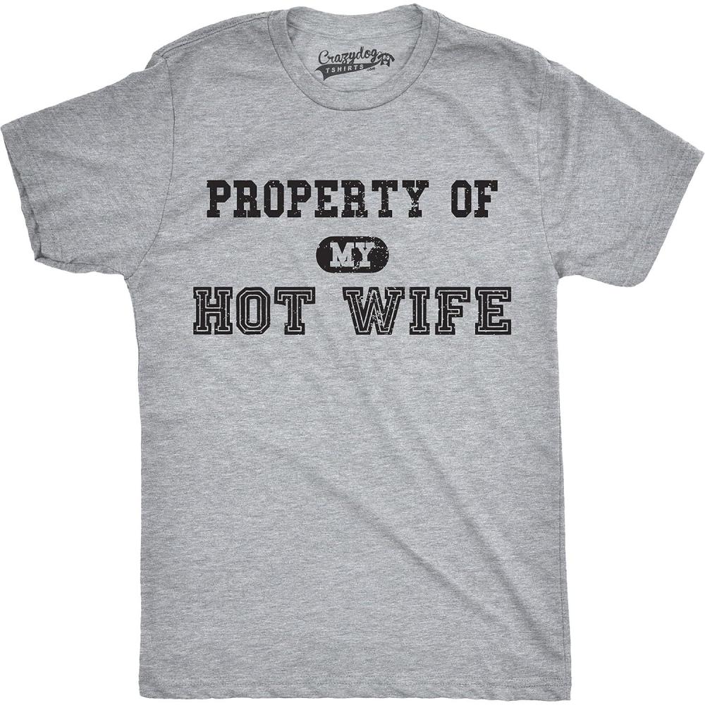 imageMens Property of My Hot Wife Funny Wedding Fathers Day Anniversary T ShirtLight Heather Grey
