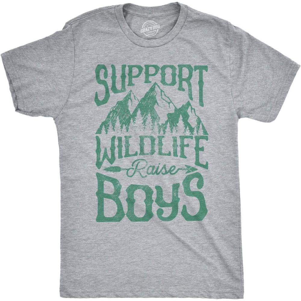 imageMens Support Wildlife Raise Boys T Shirt Funny Parenting TeeLight Heather Grey