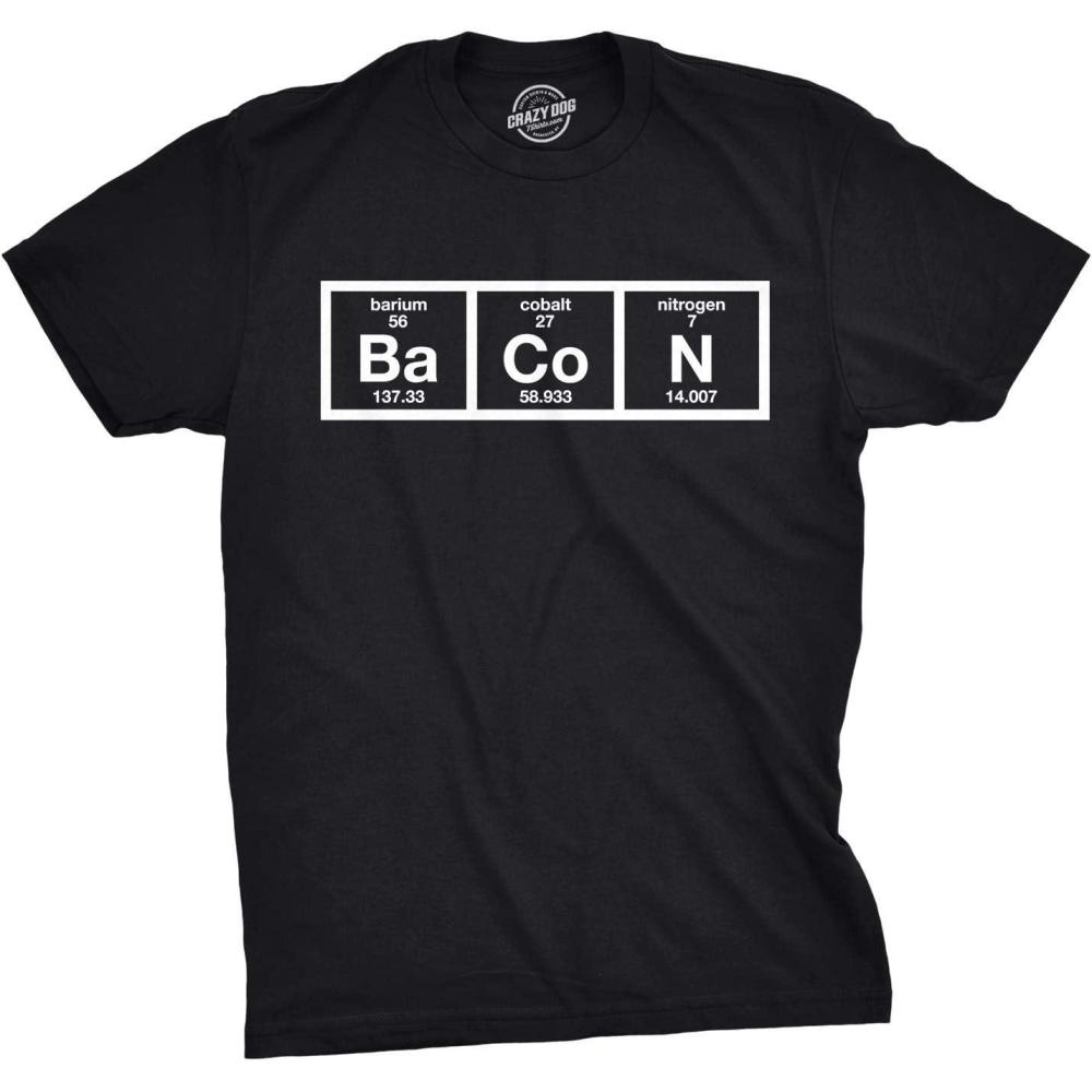 imageMens The Chemistry of Bacon T Shirt Funny Nerdy Graphic Periodic Table ScienceBlack