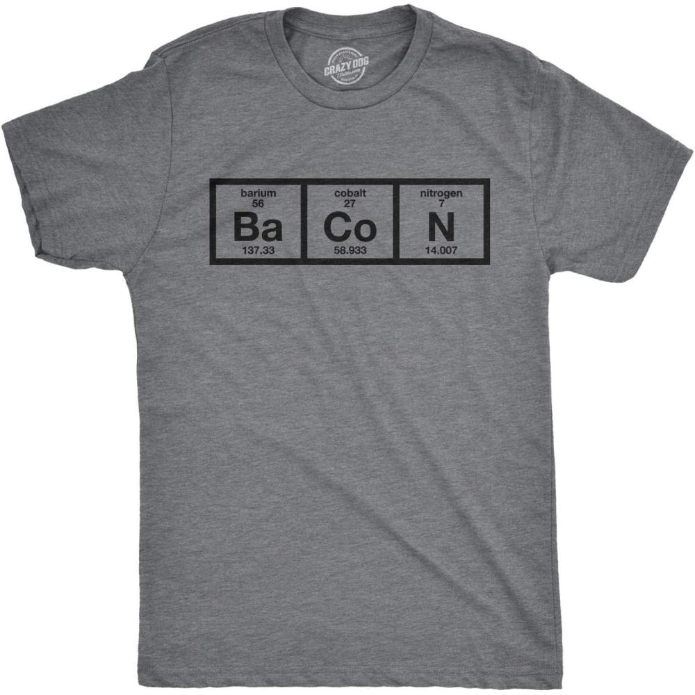 imageMens The Chemistry of Bacon T Shirt Funny Nerdy Graphic Periodic Table ScienceDark Heather Grey