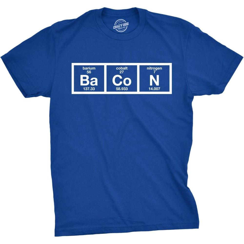 imageMens The Chemistry of Bacon T Shirt Funny Nerdy Graphic Periodic Table ScienceHeather Royal