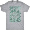 Mens Support Wildlife Raise Boys T Shirt Funny Parenting Tee(Light Heather Grey)