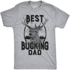 Mens Best Bucking Dad Funny Fathers Day Hunting Deer Buck T Shirt Graphic Tee(Light Heather Grey)