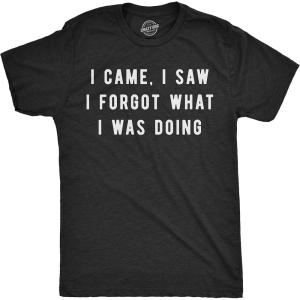 Mens I Came I Saw I Forgot What I was Doing T Shirt Funny Sarcastic Tee for Guys(Heather Black)