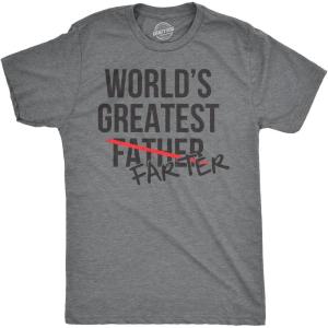 Mens Worlds Greatest Father Farter T Shirt Funny Gift for Dad Sarcastic Humor(Dark Heather Grey)