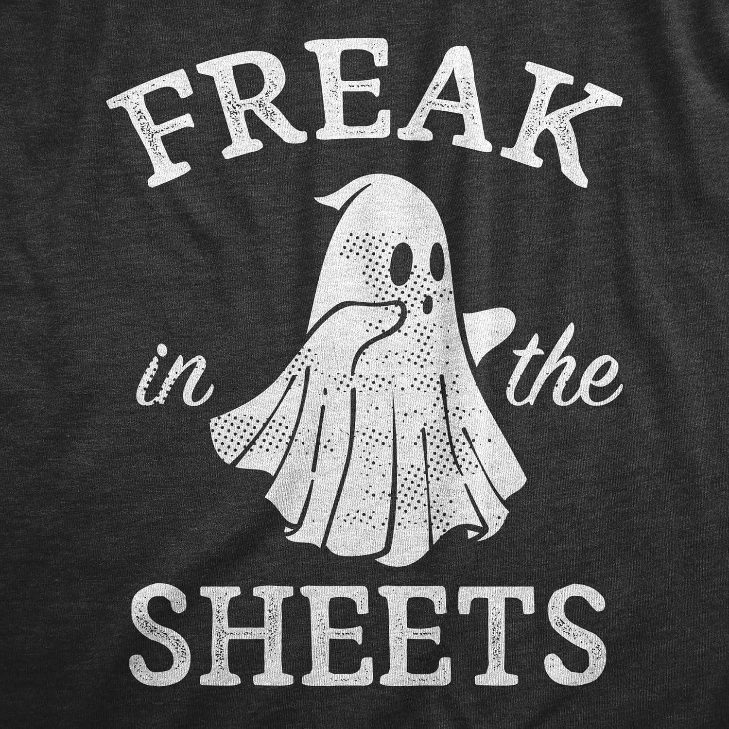 imageMens Freak in The Sheets T Shirt Funny Halloween Party Ghost Sex Joke Tee for GuysHeather Black Sheets