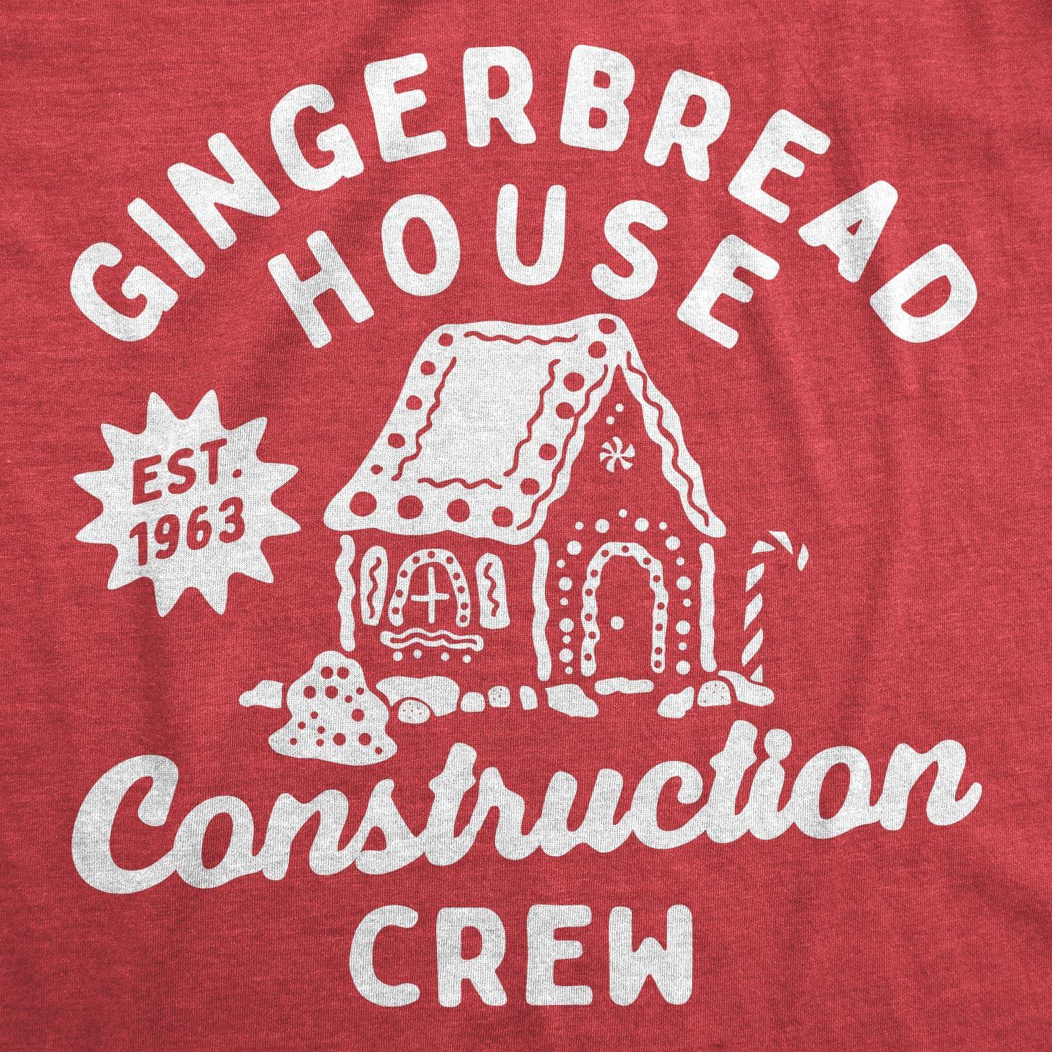 imageMens Gingerbread House Construction Crew T Shirt Funny Xmas Treat Joke Tee for GuysHeather Red Construction
