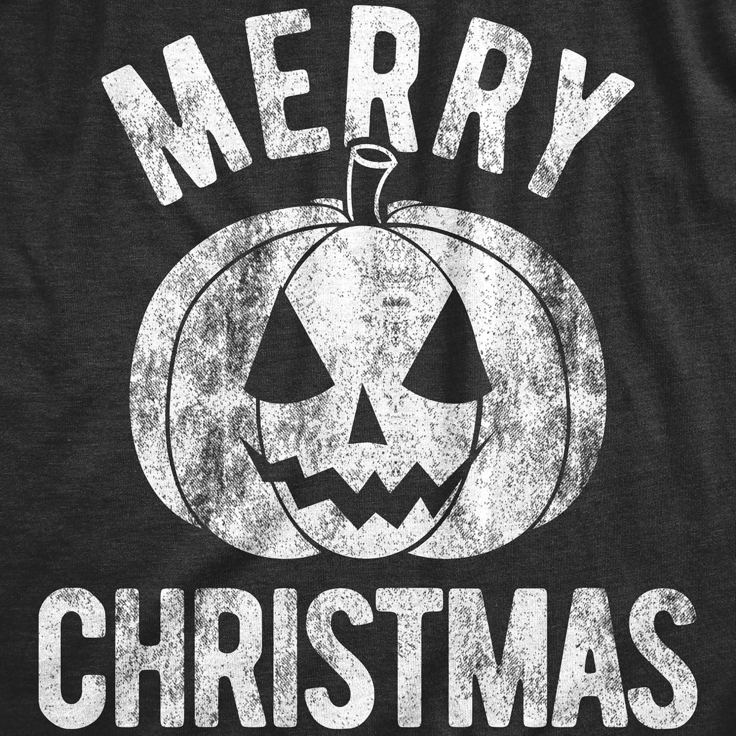 imageMens Merry Christmas T Shirt Funny Halloween Pumpkin Jack O Lantern Joke Tee for GuysHeather Black Christmas