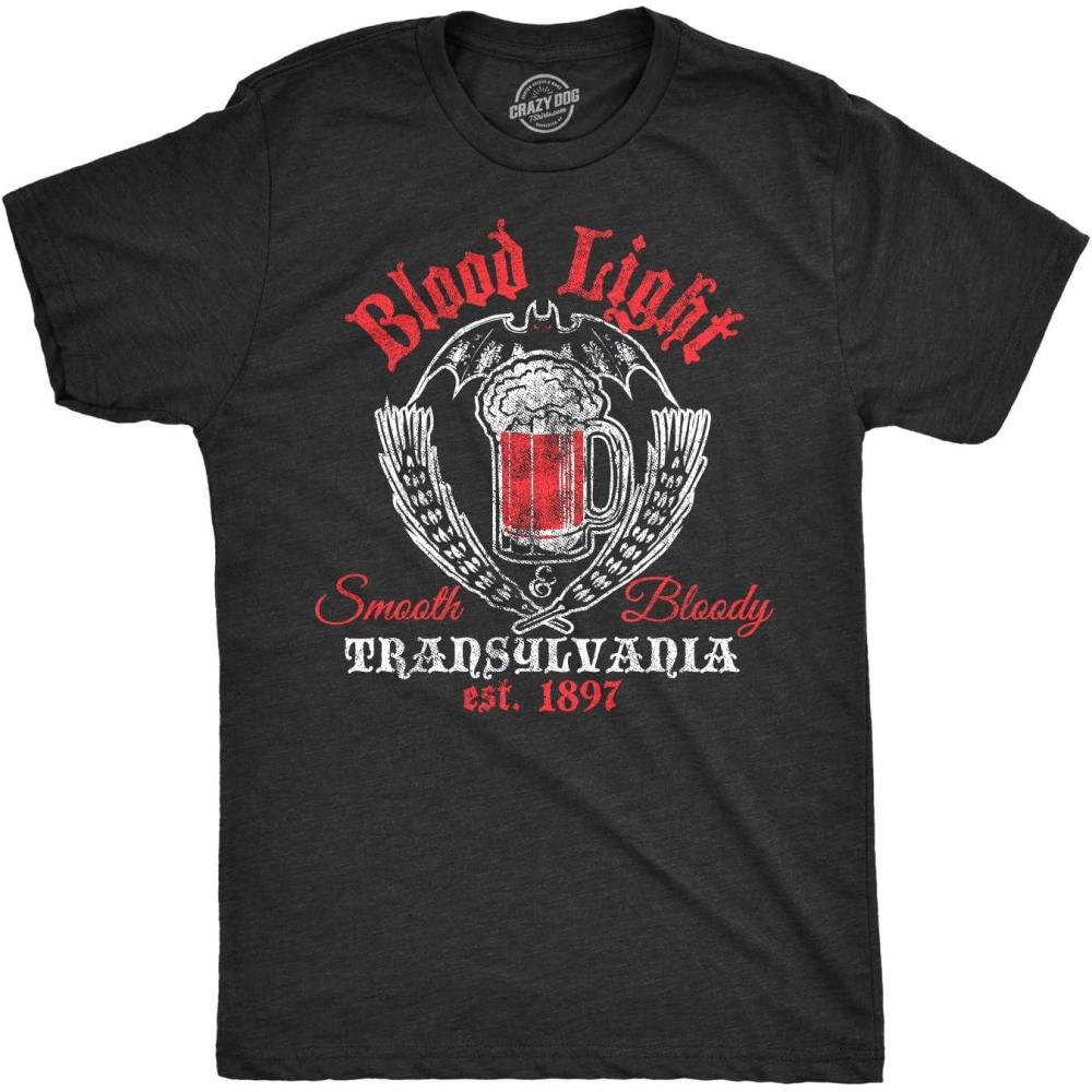 imageMens Blood Light T Shirt Funny Halloween Beer Parody Vampire Tee for GuysHeather Black