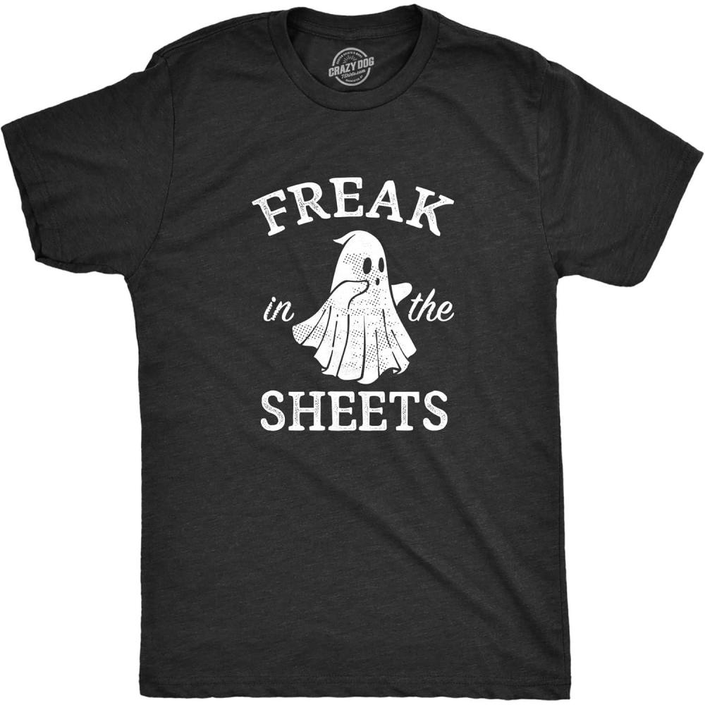 imageMens Freak in The Sheets T Shirt Funny Halloween Party Ghost Sex Joke Tee for GuysHeather Black Sheets