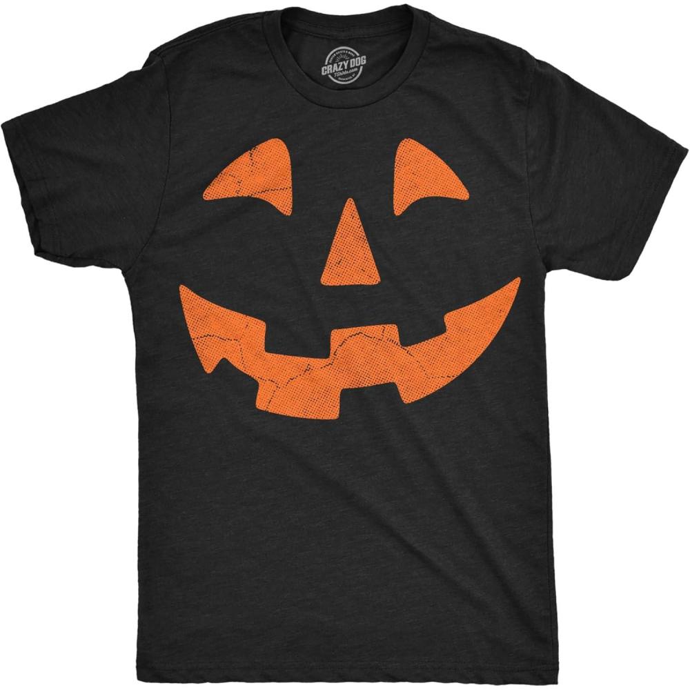 imageMens Funny T Shirts Giant Jack O Lantern Face Sarcastic Halloween Graphic Novelty Tee for MenHeather Black Giant Jack O Lantern
