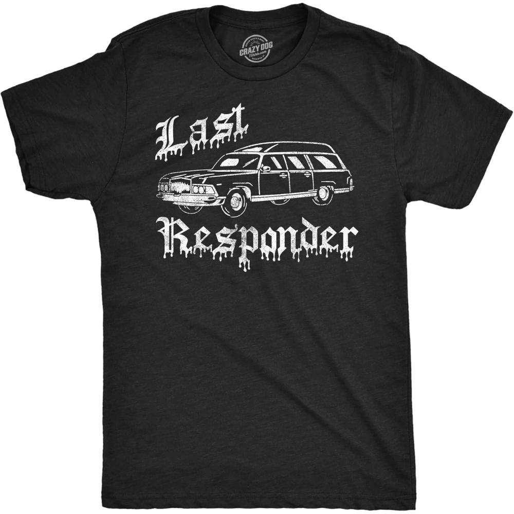 imageMens Funny T Shirts Last Responder Sarcastic Halloween Novelty Hearse Graphic Tee for Men