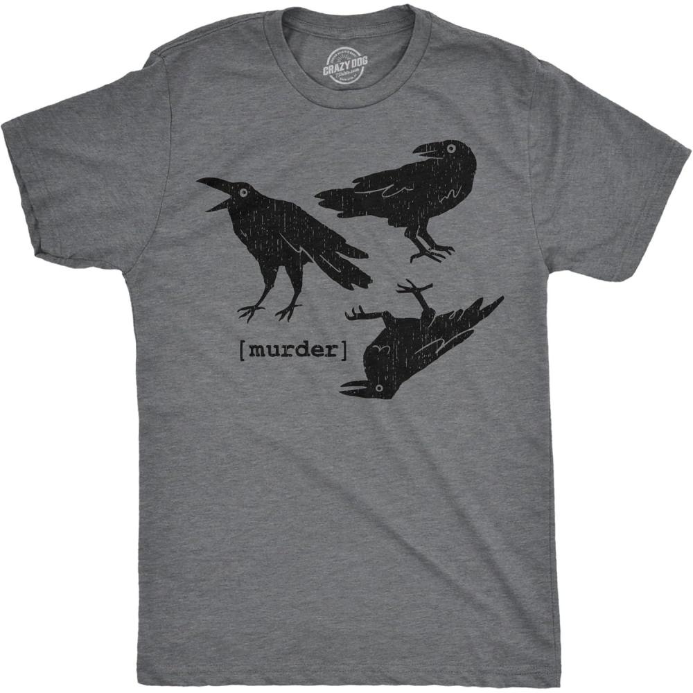imageMens Funny T Shirts Murder Crows Sarcastic Halloween Raven Graphic Tee for Men