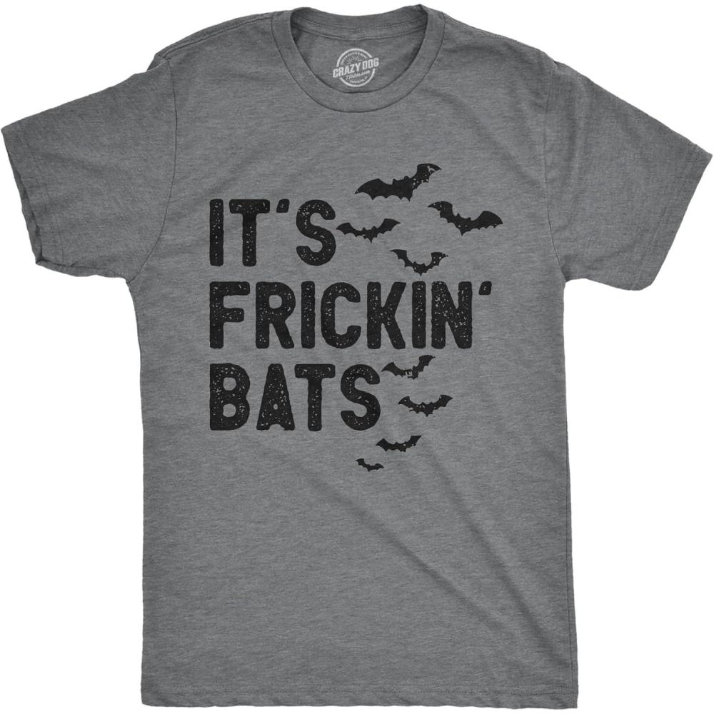 imageMens Its Frickin Bats T Shirt Funny Halloween Spooky Season Bat Lovers Tee for GuysDark Heather Grey  Bats
