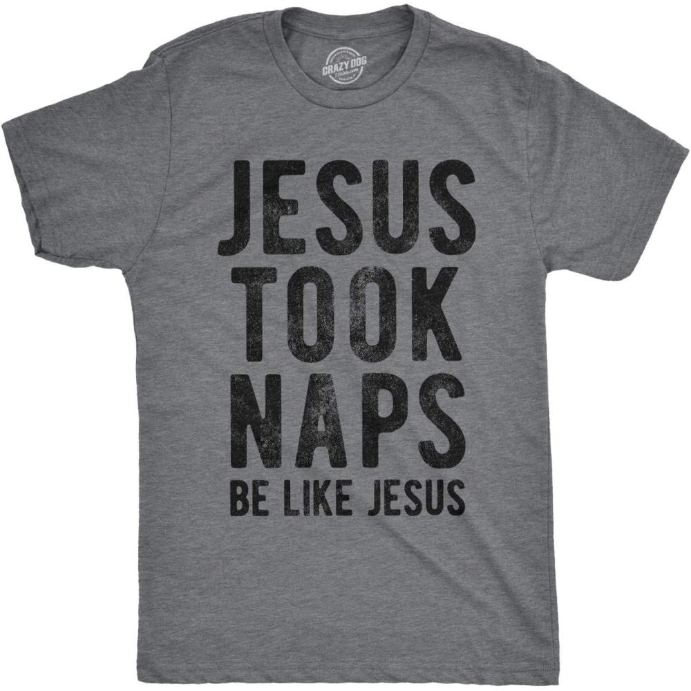 imageMens Jesus Took Naps T Shirt Funny Novelty Christian Religion Faith Graphic TeeDark Heather Grey