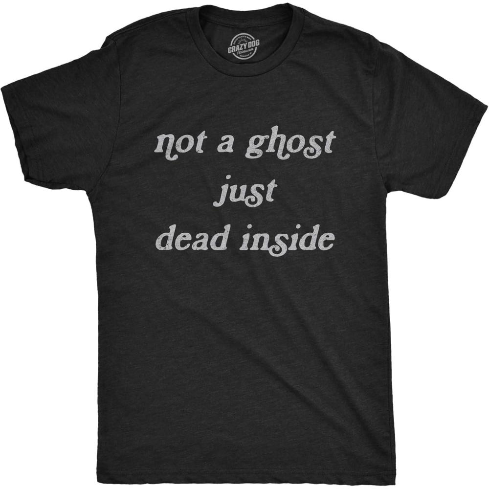 imageMens Not A Ghost Just Dead Inside T Shirt Funny Halloween Party Haunted Graphic TeeHeather Black Not a Ghost