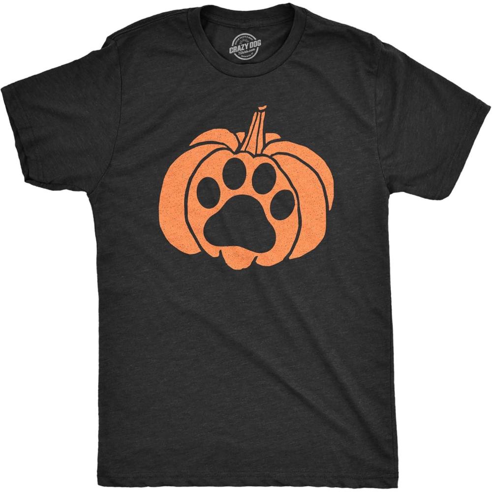 imageMens Pumpkin Paw T Shirt Funny Halloween JackOLantern Pet Puppy Animal Lover Novelty TeeHeather Black