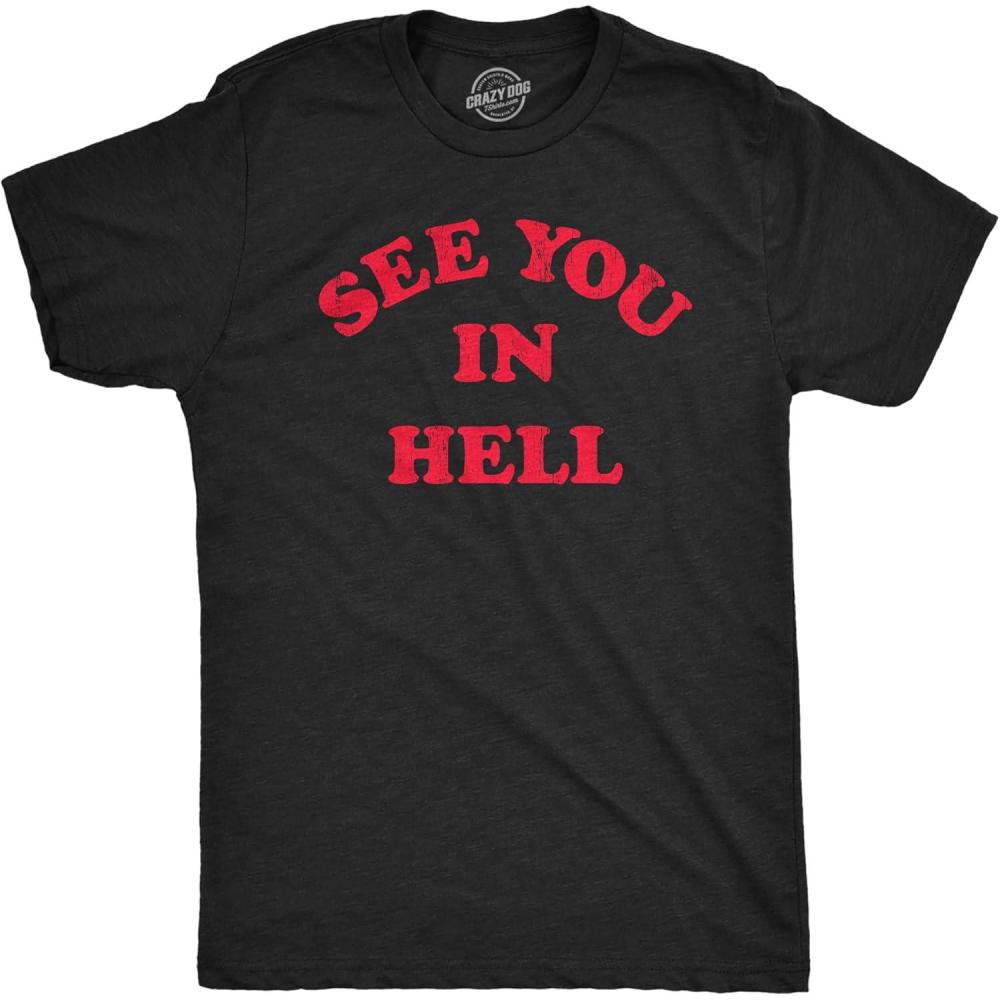 imageMens See You in Hell T Shirt Funny Spooky Halloween Lovers Sinners Tee for GuysHeather Black Hell