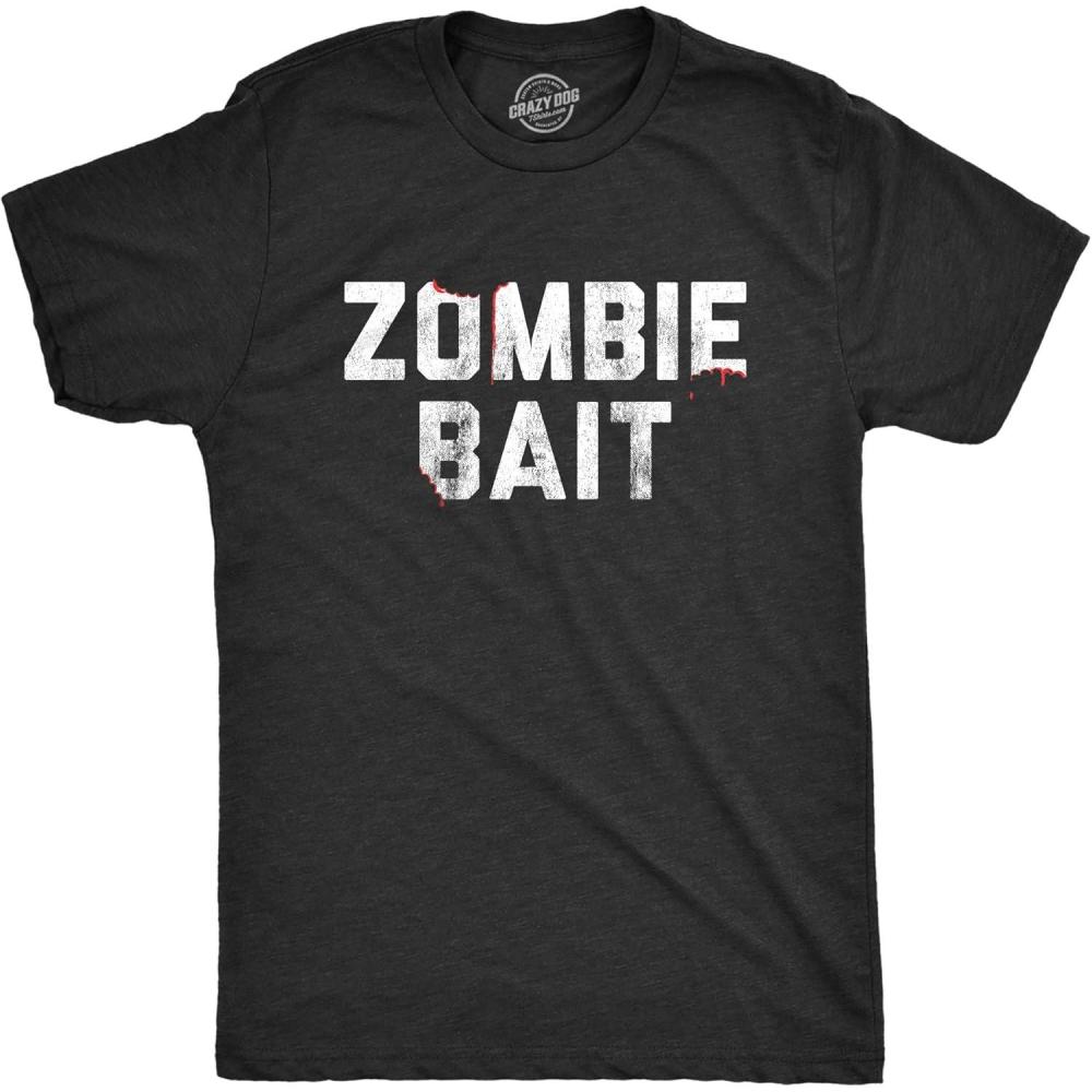 imageMens Zombie Bait T Shirt Funny Undead Gas Mask Apocalypse Graphic Novelty TeeHeather Black