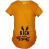 Maternity Kick Or Treat T Shirt Funny Halloween Pregnancy Announcement Tee(Orange)