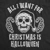Mens All I Want for Christmas is Halloween T Shirt Funny Candycane Skeleton Tee(Heather Black)