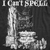 Mens I Cant Spell T Shirt Funny Halloween Witch Owl Spelling Joke Tee for Guys(Heather Black – Spell)