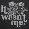 Mens It Wasn’t Me T Shirt Funny Angel Devil Skeleton Halloween Graphic Tee(Heather Black)