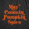 Womens May Contain Pumpkin Spice T Shirt Funny Fall Autumn Coffee Tee(Heather Black)