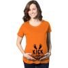 Maternity Kick Or Treat T Shirt Funny Halloween Pregnancy Announcement Tee(Orange)
