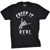 Mens Creep It Real T Shirt Funny Skeleton Halloween Shaka Tee(Black)