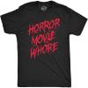 Mens Horror Movie Whore T Shirt Funny Sarcastic Scary Movie Graphic Halloween Top(Heather Black)