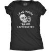 Womens Dead Inside But Still Caffeinated T Shirt Funny Halloween Coffee Graphic Tee(Heather Black)