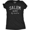 Womens Salem Mass 1692 T Shirt Funny Halloween Witch Broom Joke Tee for Ladies(Heather Black – Salem)