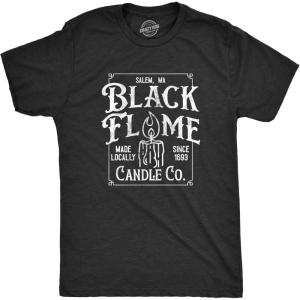 Mens Black Flame Candle Co T Shirt Funny Spooky Halloween Candles Company Tee for Guys(Heather Black – Blackflame)