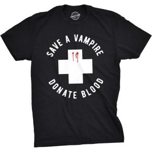 Mens Blood Light T Shirt Funny Halloween Beer Parody Vampire Tee for Guys(Black)