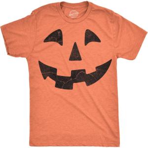 Mens Funny T Shirts Giant Jack O Lantern Face Sarcastic Halloween Graphic Novelty Tee for Men(Heather Orange – Giant Jack O Lantern)
