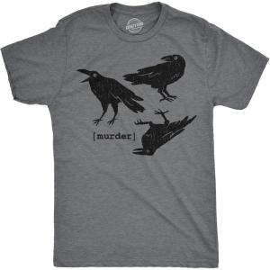 Mens Funny T Shirts Murder Crows Sarcastic Halloween Raven Graphic Tee for Men