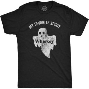 Mens My Favorite Spirit Whiskey T Shirt Funny Halloween Ghost Drinking Party Tee(Heather Black)