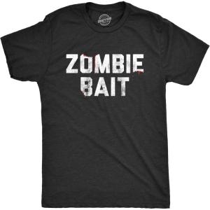 Mens Zombie Bait T Shirt Funny Undead Gas Mask Apocalypse Graphic Novelty Tee(Heather Black)
