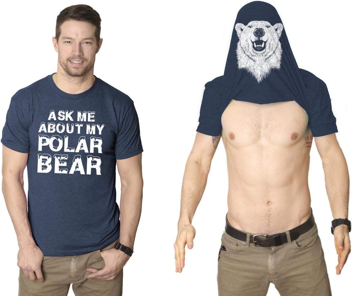 imageAsk Me About My Polar Bear T Shirt Funny Zoo Animal Flip Up TeeHeather Navy
