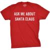 Mens Ask Me About Santa Claus T Shirt Funny Christmas Party Beard Flip Up Tee(Red)