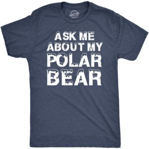 Ask Me About My Polar Bear T Shirt Funny Zoo Animal Flip Up Tee(Heather Navy)